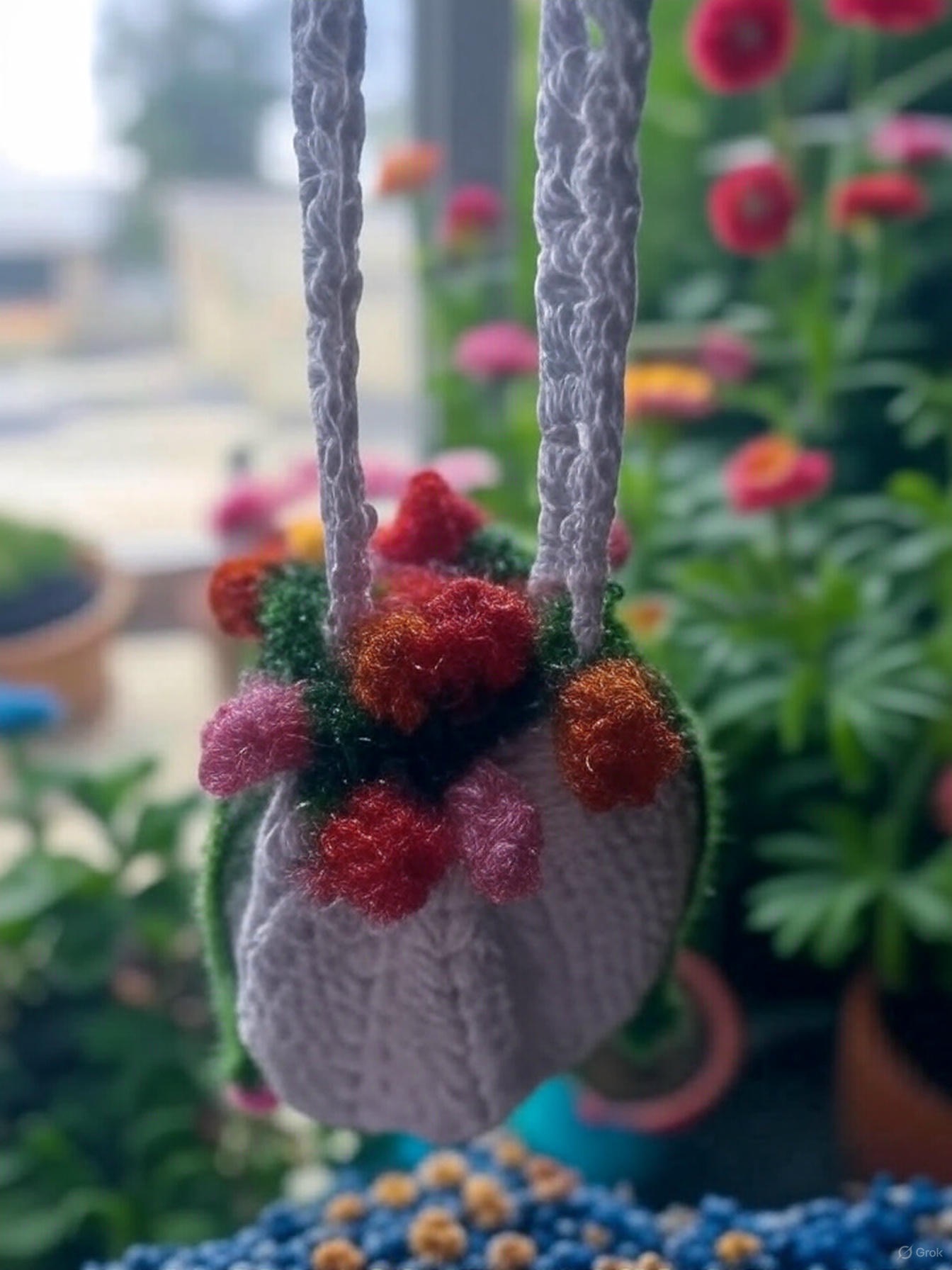 کیف قلاب بافی گلدار